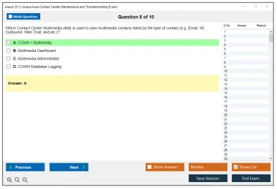 Avaya 3313 Avaya Aura® Contact Center Maintenance and Troubleshooting Exam Practice test exam simulator test engine exam Prep practice test questions answers Image 8