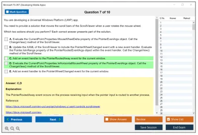 Microsoft 70-357 Developing Mobile Apps Practice test exam simulator test engine exam Prep practice test questions answers Image 7