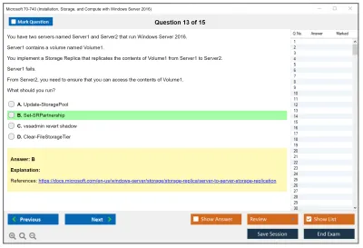 Microsoft 70-740 Installation, Storage, and Compute with Windows Server 2016 Practice test exam simulator test engine exam Prep practice test questions answers Image 13