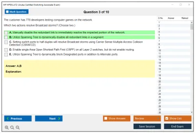 HP HPE6-A72 Aruba Certified Switching Associate Exam Practice test exam simulator test engine exam Prep practice test questions answers Image 3