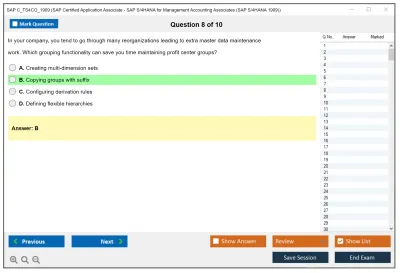 SAP C_TS4CO_1909 SAP Certified Application Associate - SAP S/4HANA for Management Accounting Associates (SAP S/4HANA 1909) Practice test exam simulator test engine exam Prep practice test questions answers Image 8