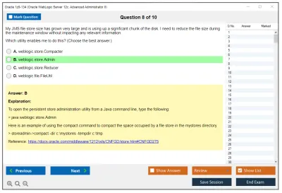 Oracle 1z0-134 Oracle WebLogic Server 12c: Advanced Administrator II Practice test exam simulator test engine exam Prep practice test questions answers Image 8