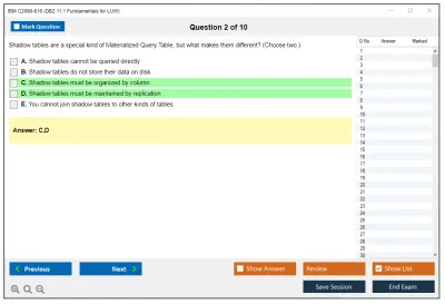 IBM C2090-616 DB2 11.1 Fundamentals for LUW Practice test exam simulator test engine exam Prep practice test questions answers Image 2