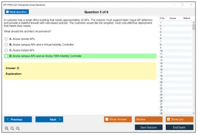 HP HPE6-A47 Designing Aruba Solutions Practice test exam simulator test engine exam Prep practice test questions answers Image 5
