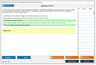 Pegasystems PEGAPCDC87V1 Certified Pega Decisioning Consultant (PCDC) 87V1 Practice test exam simulator test engine exam Prep practice test questions answers Image 5