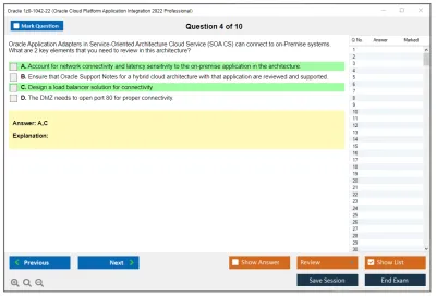 Oracle 1z0-1042-22 Oracle Cloud Platform Application Integration 2022 Professional Practice test exam simulator test engine exam Prep practice test questions answers Image 4