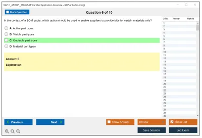 SAP C_ARSOR_2108 SAP Certified Application Associate - SAP Ariba Sourcing Practice test exam simulator test engine exam Prep practice test questions answers Image 6