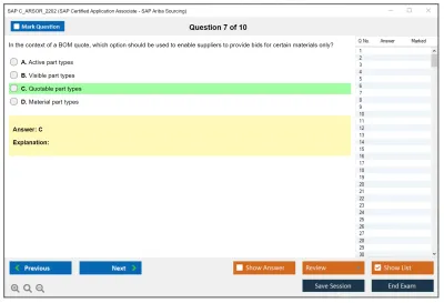 SAP C_ARSOR_2202 SAP Certified Application Associate - SAP Ariba Sourcing Practice test exam simulator test engine exam Prep practice test questions answers Image 7