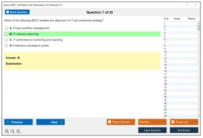 Isaca CGEIT Certified in the Governance of Enterprise IT Exam Practice test exam simulator test engine exam Prep practice test questions answers Image 7