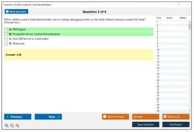 CyberArk CAU305 CyberArk CDE Recertification Practice test exam simulator test engine exam Prep practice test questions answers Image 3