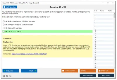 Netapp NS0-173 Cisco and NetApp FlexPod Design Specialist Practice test exam simulator test engine exam Prep practice test questions answers Image 10
