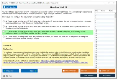Oracle 1z0-1046-22 Oracle Global Human Resources Cloud 2022 Implementation Professional Practice test exam simulator test engine exam Prep practice test questions answers Image 10