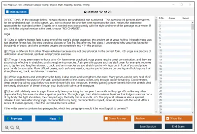 Test Prep ACT-Test American College Testing: English, Math, Reading, Science, Writing Practice test exam simulator test engine exam Prep practice test questions answers Image 12