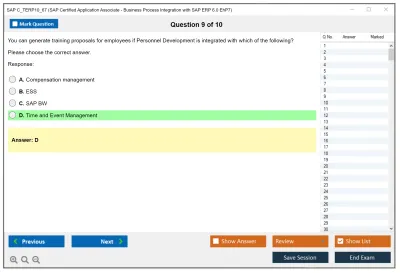 SAP C_TERP10_67 SAP Certified Application Associate - Business Process Integration with SAP ERP 6.0 EhP7 Practice test exam simulator test engine exam Prep practice test questions answers Image 9