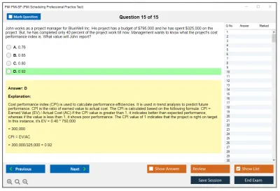 PMI PMI-SP PMI Scheduling Professional Practice test exam simulator test engine exam Prep practice test questions answers Image 15