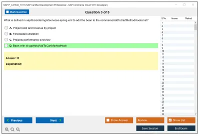 SAP P_C4HCD_1811 SAP Certified Development Professional - SAP Commerce Cloud 1811 Developer Practice test exam simulator test engine exam Prep practice test questions answers Image 3