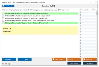 Oracle 1z0-1058-22 Oracle Risk Management Cloud 2022 Implementation Professional Practice test exam simulator test engine exam Prep practice test questions answers Image 1