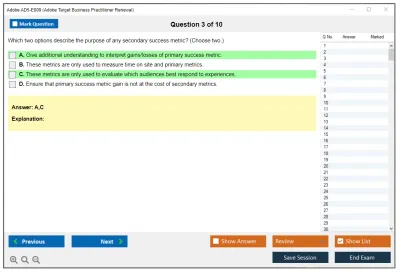Adobe AD5-E809 Adobe Target Business Practitioner Renewal Practice test exam simulator test engine exam Prep practice test questions answers Image 3