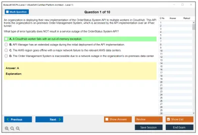 Mulesoft MCPA-Level-1 MuleSoft Certified Platform Architect - Level 1 Practice test exam simulator test engine exam Prep practice test questions answers Image 1