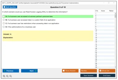 SAP C_S4CPR_2302 SAP Certified Application AssociateSAP S/4HANA Cloud (public)Sourcing and Procurement Implementation Practice test exam simulator test engine exam Prep practice test questions answers Image 9