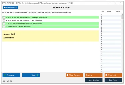 SAP C_THR85_2211 SAP Certified Application AssociateSAP SuccessFactors Succession Management 1H/2022 Practice test exam simulator test engine exam Prep practice test questions answers Image 2