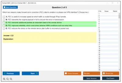 Fortinet NSE7_SDW-7.0 Fortinet NSE 7 - SD-WAN 6.4 Practice test exam simulator test engine exam Prep practice test questions answers Image 2
