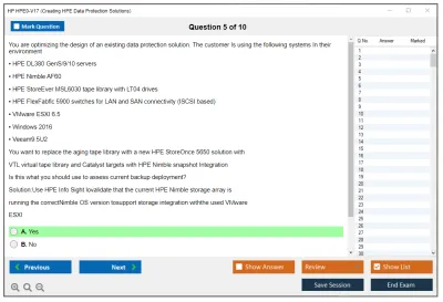HP HPE0-V17 Creating HPE Data Protection Solutions Practice test exam simulator test engine exam Prep practice test questions answers Image 5