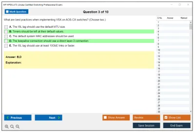 HP HPE6-A73 Aruba Certified Switching Professional Exam Practice test exam simulator test engine exam Prep practice test questions answers Image 3