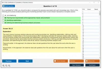 IIBA CCBA Certification of Capability in Business Analysis (CCBA) Practice test exam simulator test engine exam Prep practice test questions answers Image 2