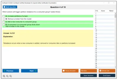 Confluent CCDAK Confluent Certified Developer for Apache Kafka Certification Examination Practice test exam simulator test engine exam Prep practice test questions answers Image 4