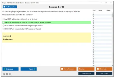 Juniper JN0-1302 Data Center Design. Specialist (JNCDS-DC) Practice test exam simulator test engine exam Prep practice test questions answers Image 6