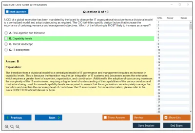 Isaca COBIT-2019 COBIT 2019 Foundation Practice test exam simulator test engine exam Prep practice test questions answers Image 8