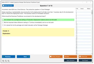 Adobe AD0-E121 Adobe Experience Manager Sites Business Practitioner Expert Practice test exam simulator test engine exam Prep practice test questions answers Image 7