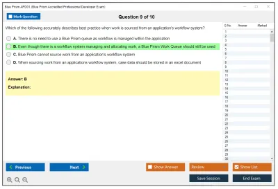 Blue Prism APD01 Blue Prism Professional Developer Practice test exam simulator test engine exam Prep practice test questions answers Image 9