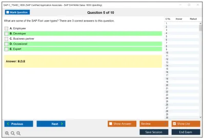 SAP C_TS460_1809 SAP Certified Application Associate - SAP S/4HANA Sales 1809 Upskilling Practice test exam simulator test engine exam Prep practice test questions answers Image 5