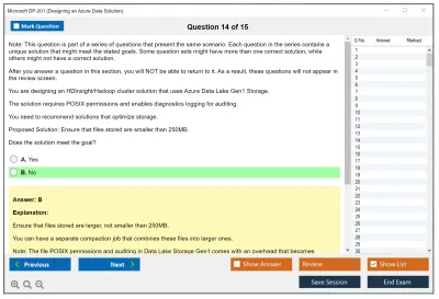 Microsoft DP-201 Designing an Azure Data Solution Practice test exam simulator test engine exam Prep practice test questions answers Image 14