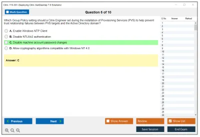 Citrix 1Y0-301 Deploying Citrix XenDesktop 7.6 Solutions Practice test exam simulator test engine exam Prep practice test questions answers Image 6