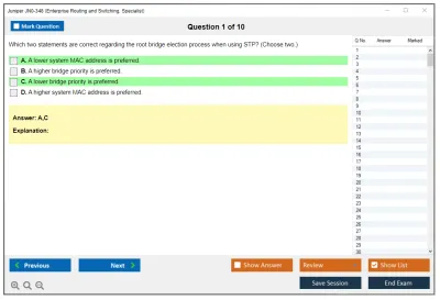 Juniper JN0-348 Enterprise Routing and Switching, Specialist Practice test exam simulator test engine exam Prep practice test questions answers Image 1