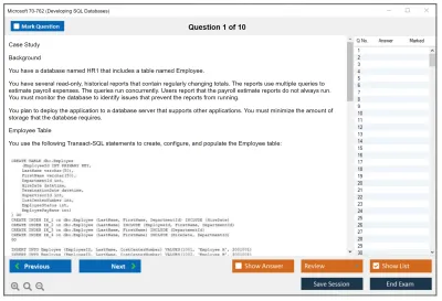 Microsoft 70-762 Developing SQL Databases Practice test exam simulator test engine exam Prep practice test questions answers Image 1