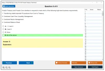 Infosys TFNSTRETEICT1100 FTX100 Finacle Treasury Technical Practice test exam simulator test engine exam Prep practice test questions answers Image 6