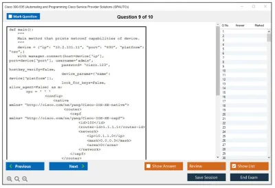 Cisco 300-535 Automating and Programming Cisco Service Provider Solutions (300-535 SPAUTO) Practice test exam simulator test engine exam Prep practice test questions answers Image 9