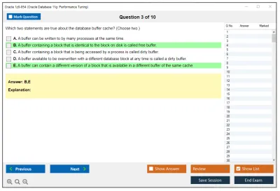 Oracle 1z0-054 Oracle Database 11g: Performance Tuning Practice test exam simulator test engine exam Prep practice test questions answers Image 3