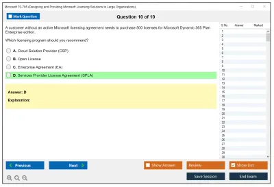Microsoft 70-705 Designing and Providing Microsoft Licensing Solutions to Large Organizations Practice test exam simulator test engine exam Prep practice test questions answers Image 10