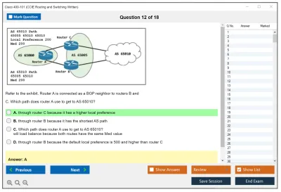 Cisco 400-101 CCIE Routing and Switching Written Practice test exam simulator test engine exam Prep practice test questions answers Image 12