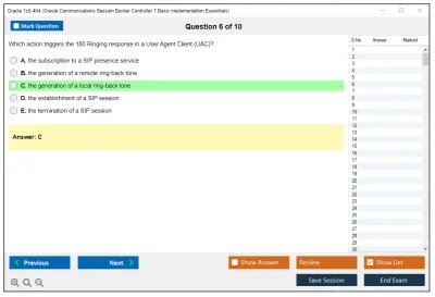 Oracle 1z0-404 Oracle Communications Session Border Controller 7 Basic Implementation Essentials Practice test exam simulator test engine exam Prep practice test questions answers Image 6