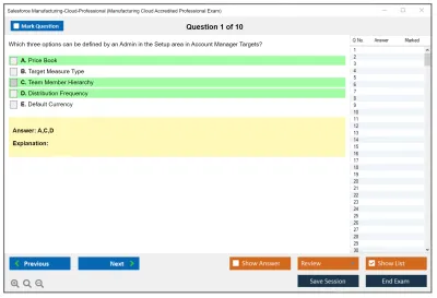 Salesforce Manufacturing-Cloud-Professional Manufacturing Cloud Accredited Professional Practice test exam simulator test engine exam Prep practice test questions answers Image 1