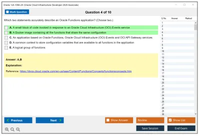 Oracle 1z0-1084-20 Oracle Cloud Infrastructure Developer 2020 Associate Practice test exam simulator test engine exam Prep practice test questions answers Image 4
