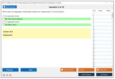 SAP C_THR86_2211 SAP Certified Application AssociateSAP SuccessFactors Compensation 1H/2022 Practice test exam simulator test engine exam Prep practice test questions answers Image 2