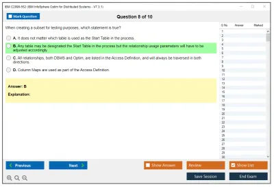 IBM C2090-552 IBM InfoSphere Optim for Distributed Systems - V7.3.1 Practice test exam simulator test engine exam Prep practice test questions answers Image 8