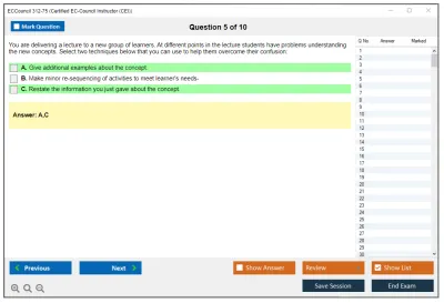 ECCouncil 312-75 Certified EC-Council Instructor (CEI) Practice test exam simulator test engine exam Prep practice test questions answers Image 5